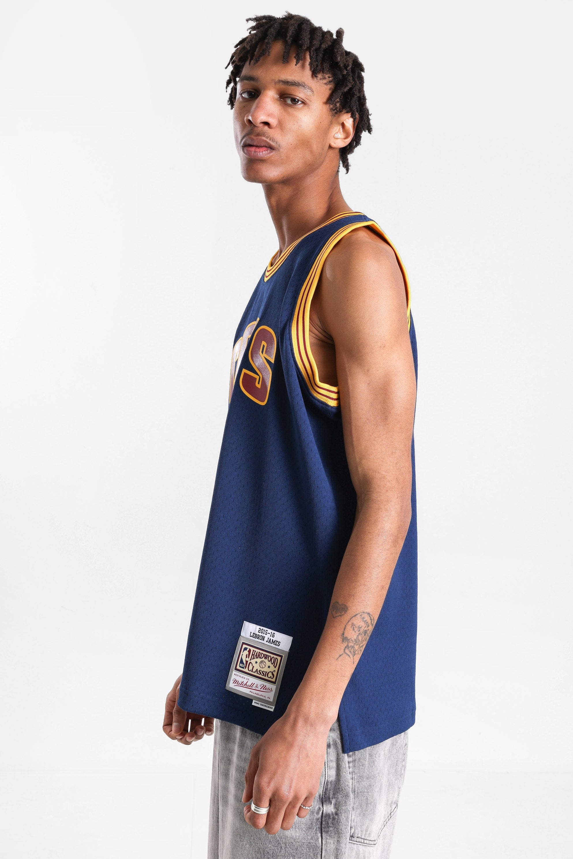 Mesh tank top - Navy + Yellow