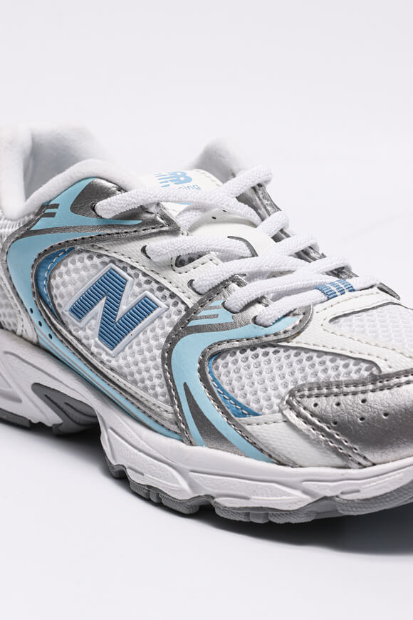 Core Kids Sneaker - White + Light Blue + Silver