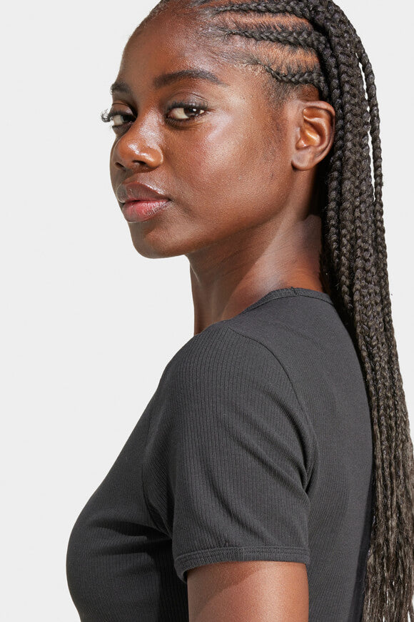 Ribbed crop T-shirt - Black