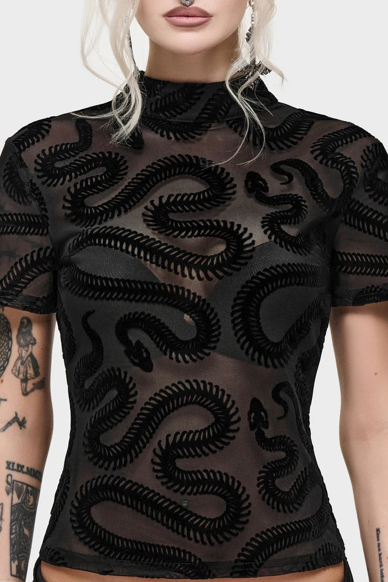T-shirt Serpentes in mesh - Black