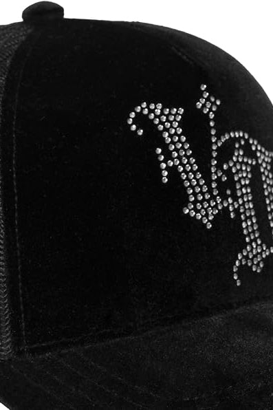 Trucker cap in velvet / snapback - Black