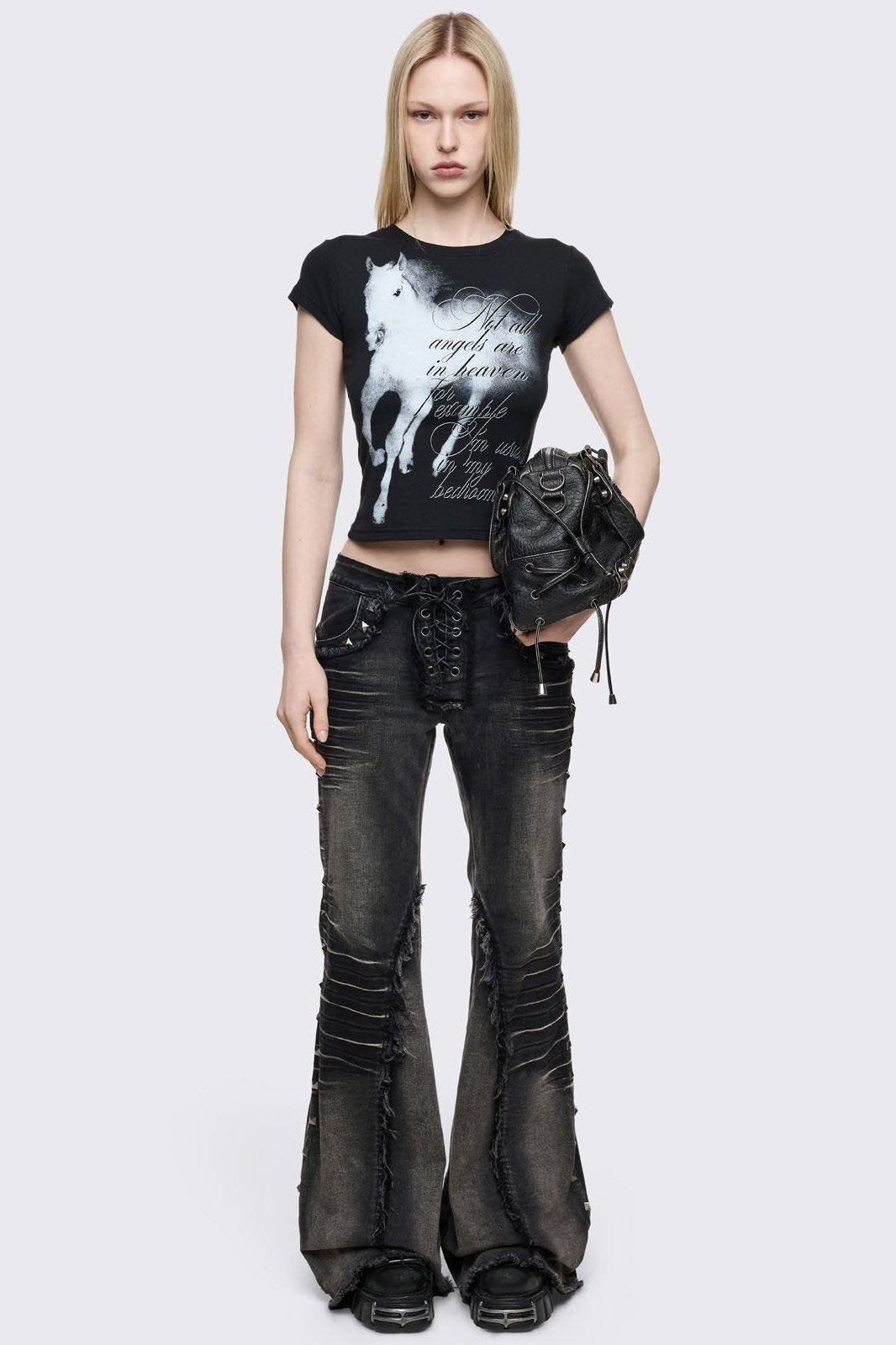 Wingless Angel Crop T-Shirt - Black