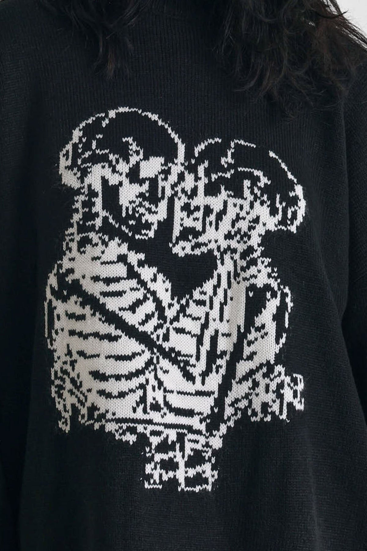 Maglione ampio in maglia Everlasting - Black + Ecru