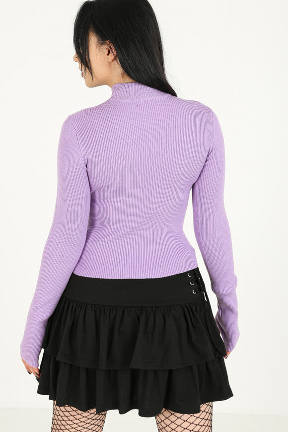 Pull en maille côtelée Crop - Violet