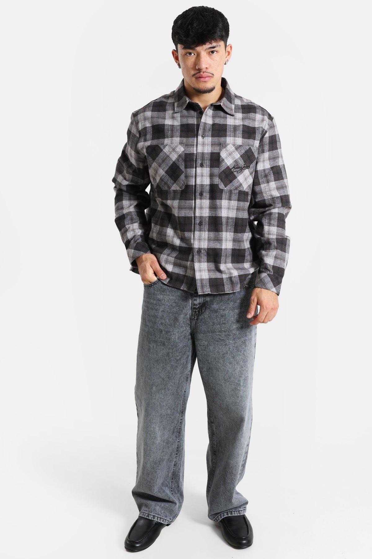 Oversize Hemd - Black + Dark Grey