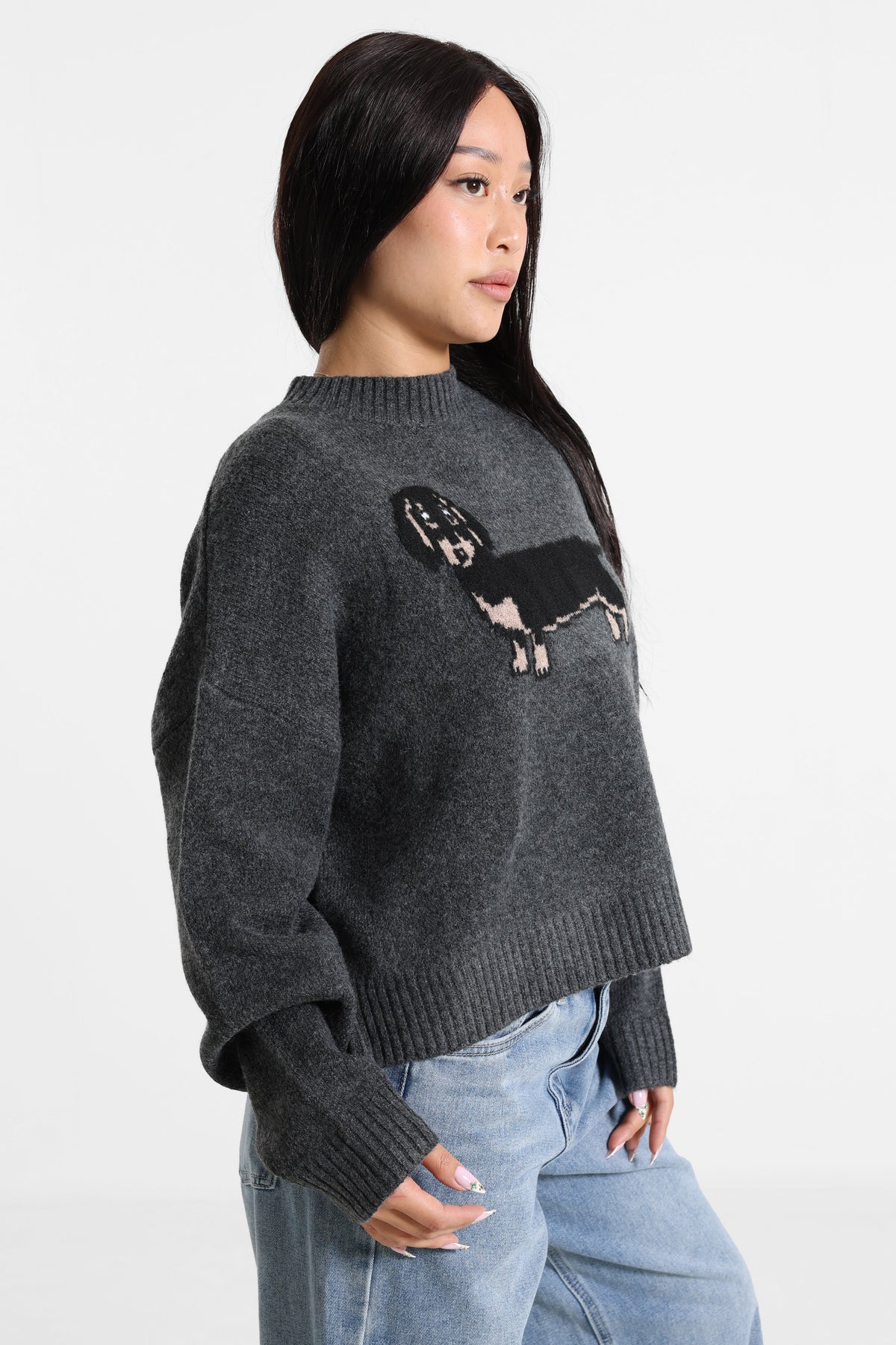 Loose knitted sweater - Anthracite chiné