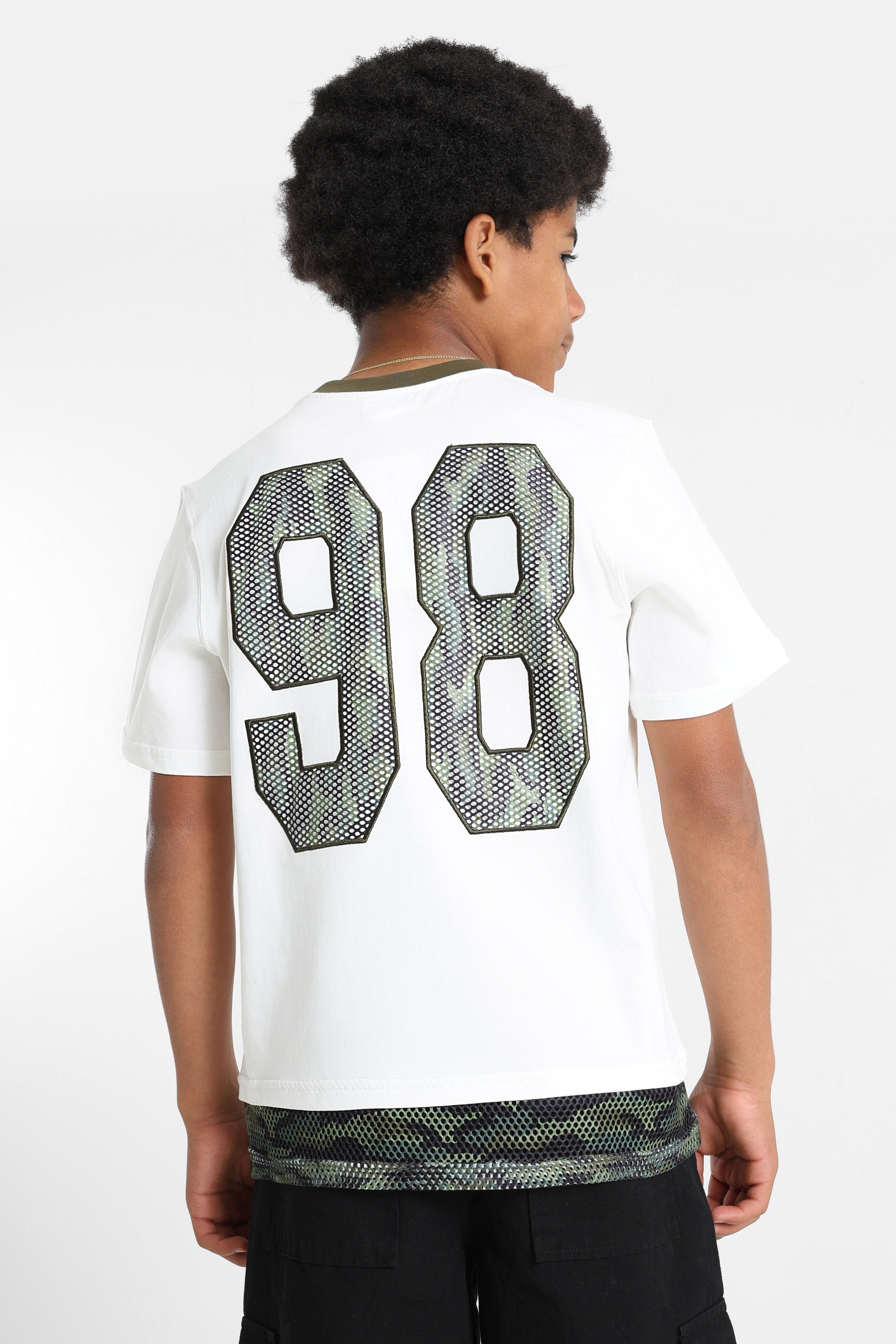 T-Shirt - Weiss + Grün Camouflage