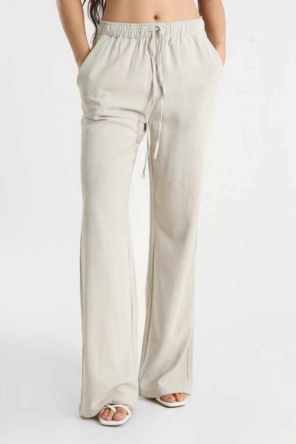 Wide Leg Leinenhose - Stone