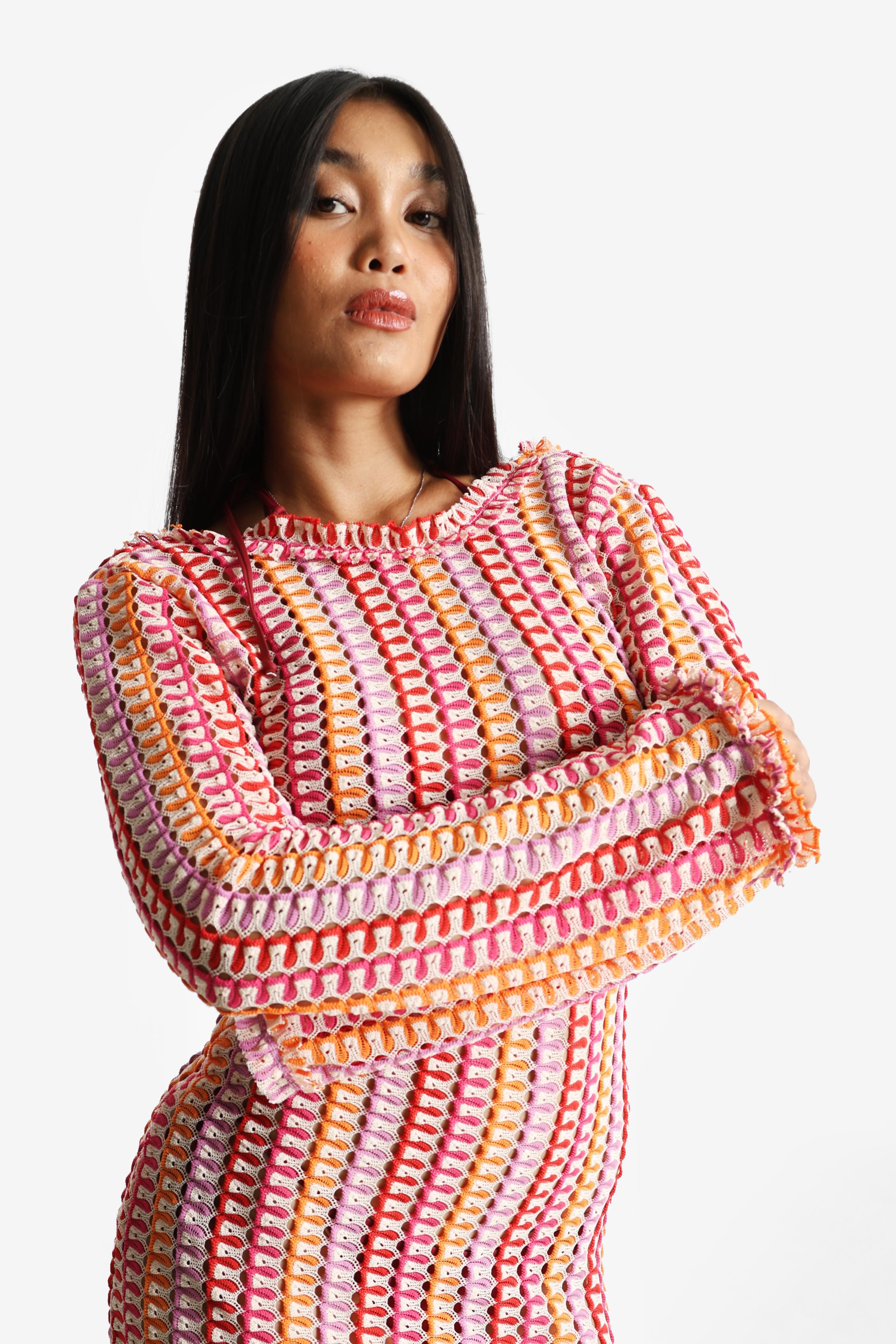 Long crochet dress - Multicolor