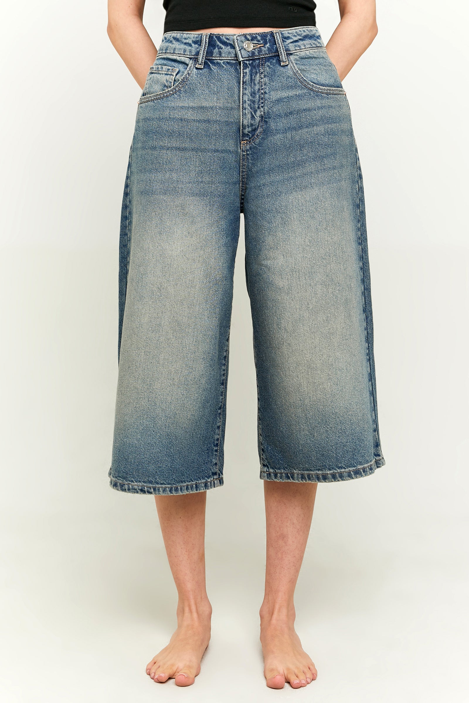 Short baggy fit denim - Blue Washed