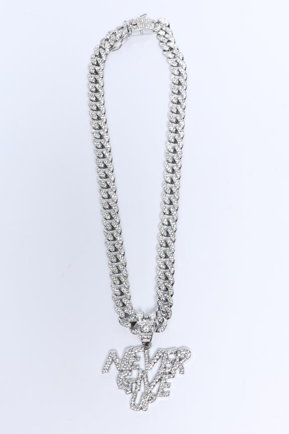 Panzerkette mit Strass - Silber