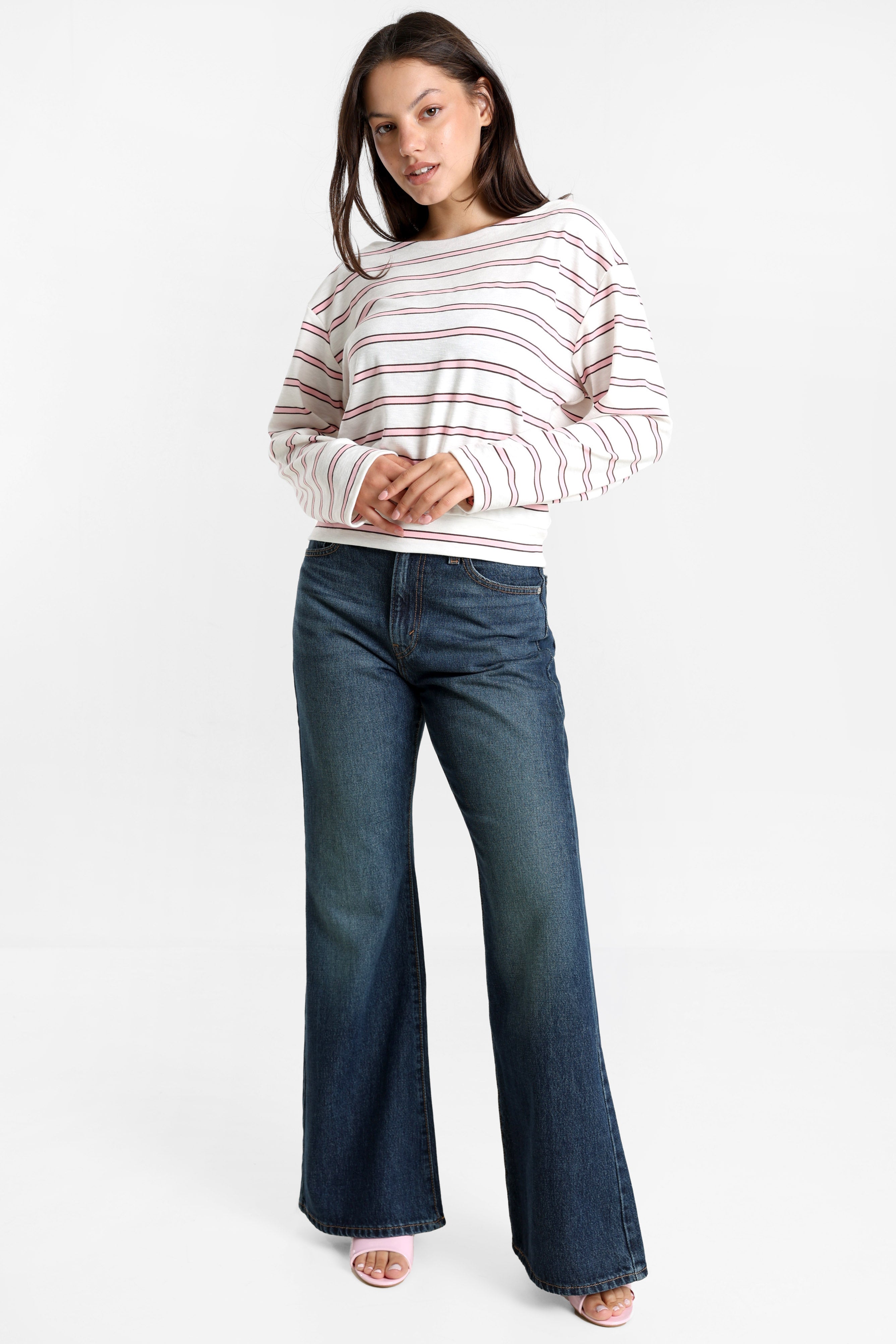 Shirt manches longues - Ecru + Rose