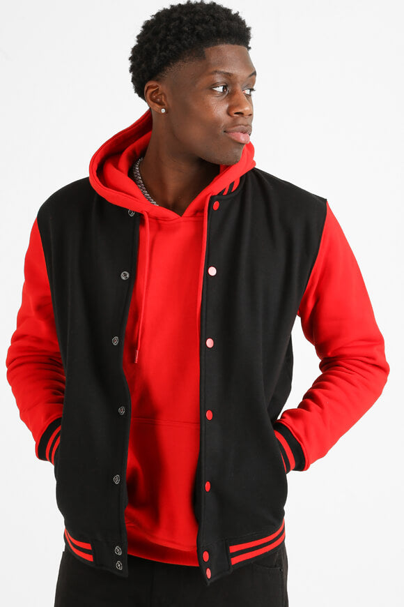 College-Sweatjacke - Schwarz + Rot