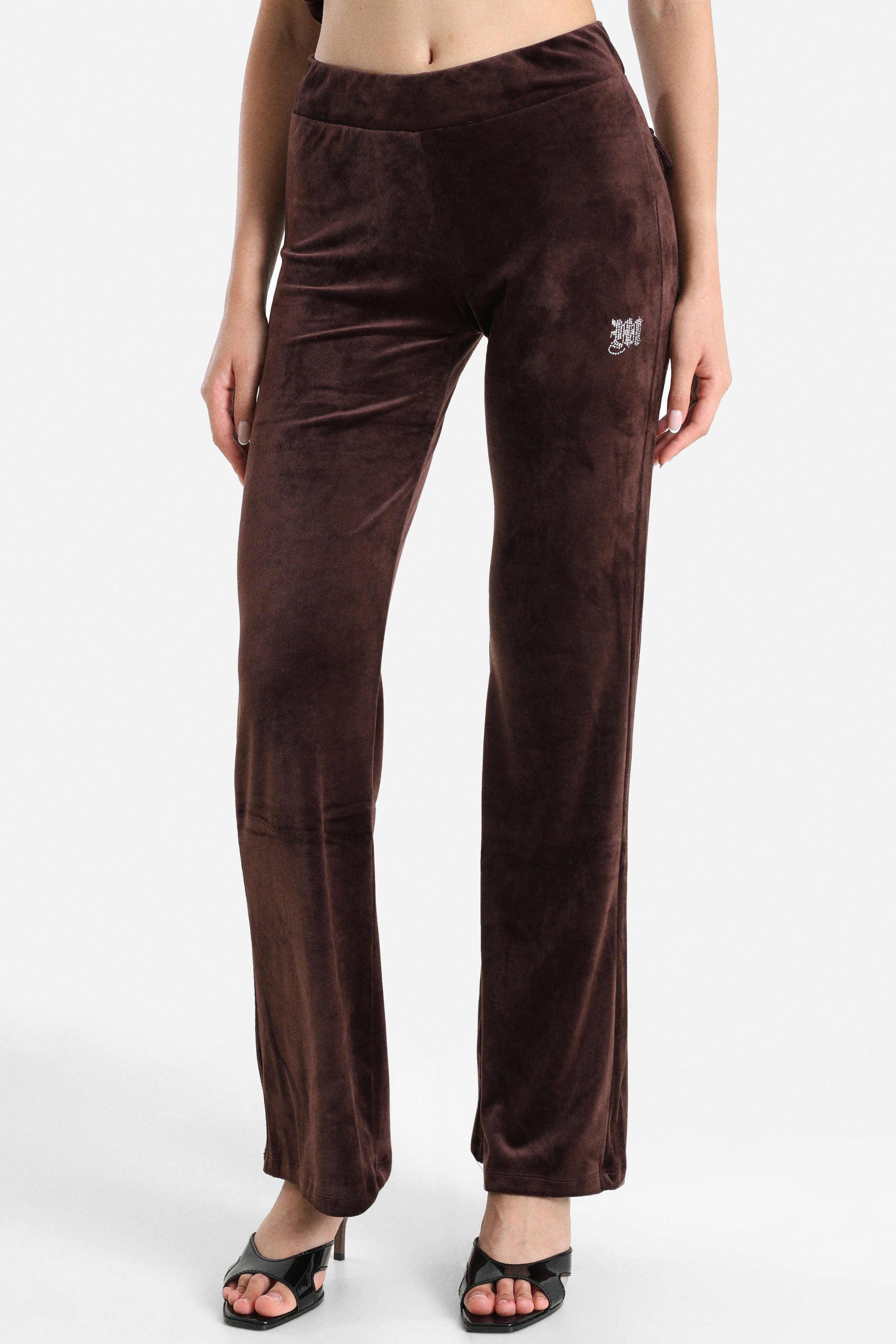 Samt Flare-Hose - Dunkelbraun