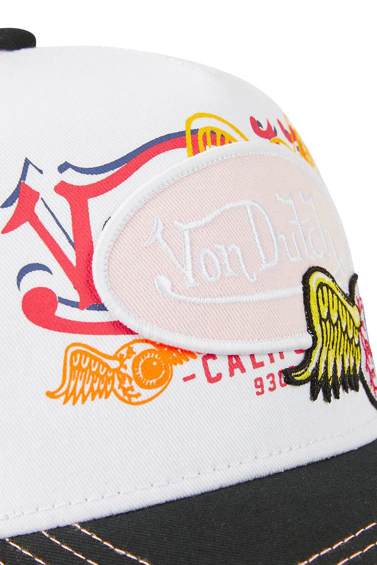 Trucker Cap / Snapback - Black + White + Rose