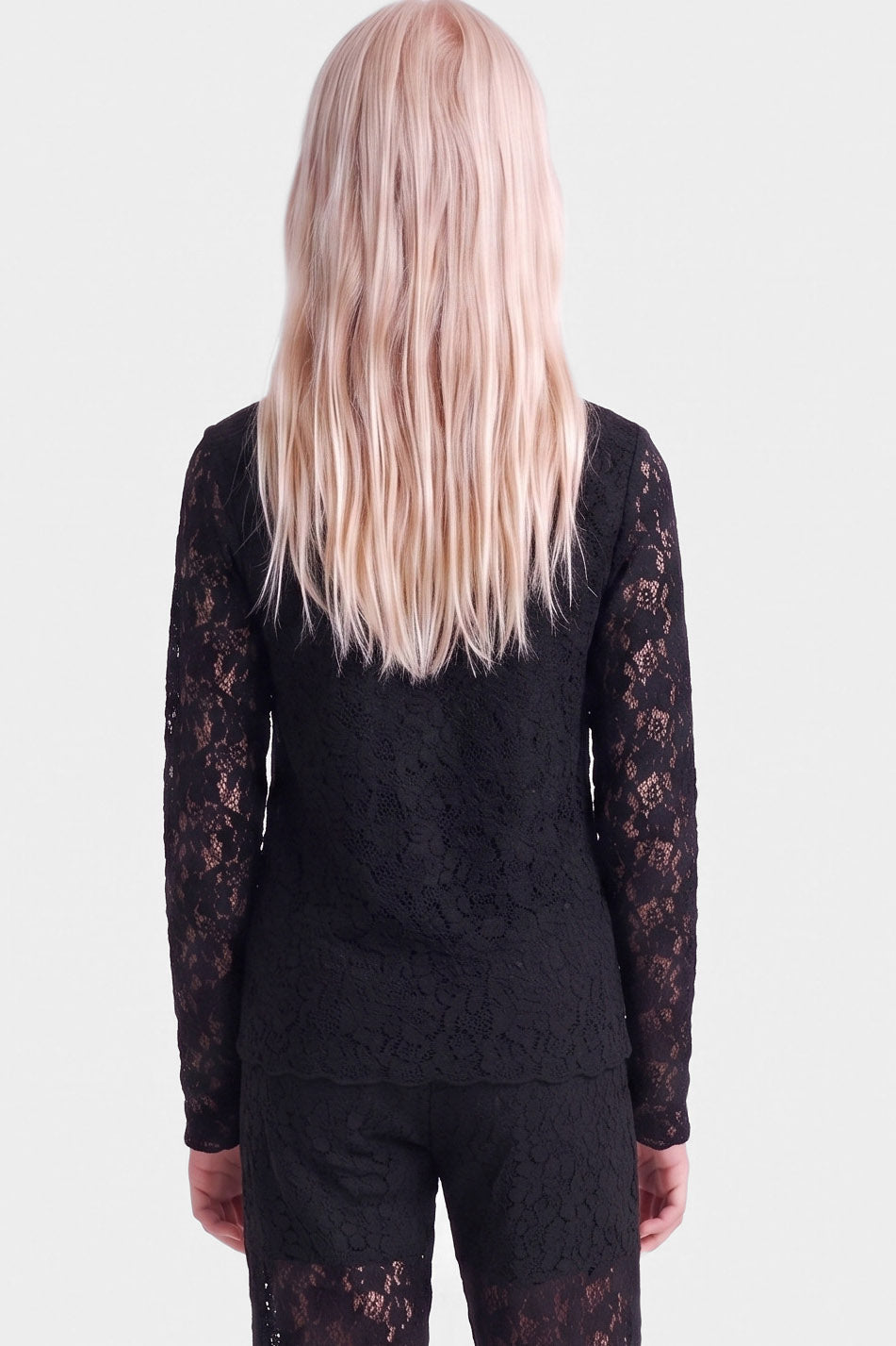 KOGLEIKA long-sleeve lace shirt - Black