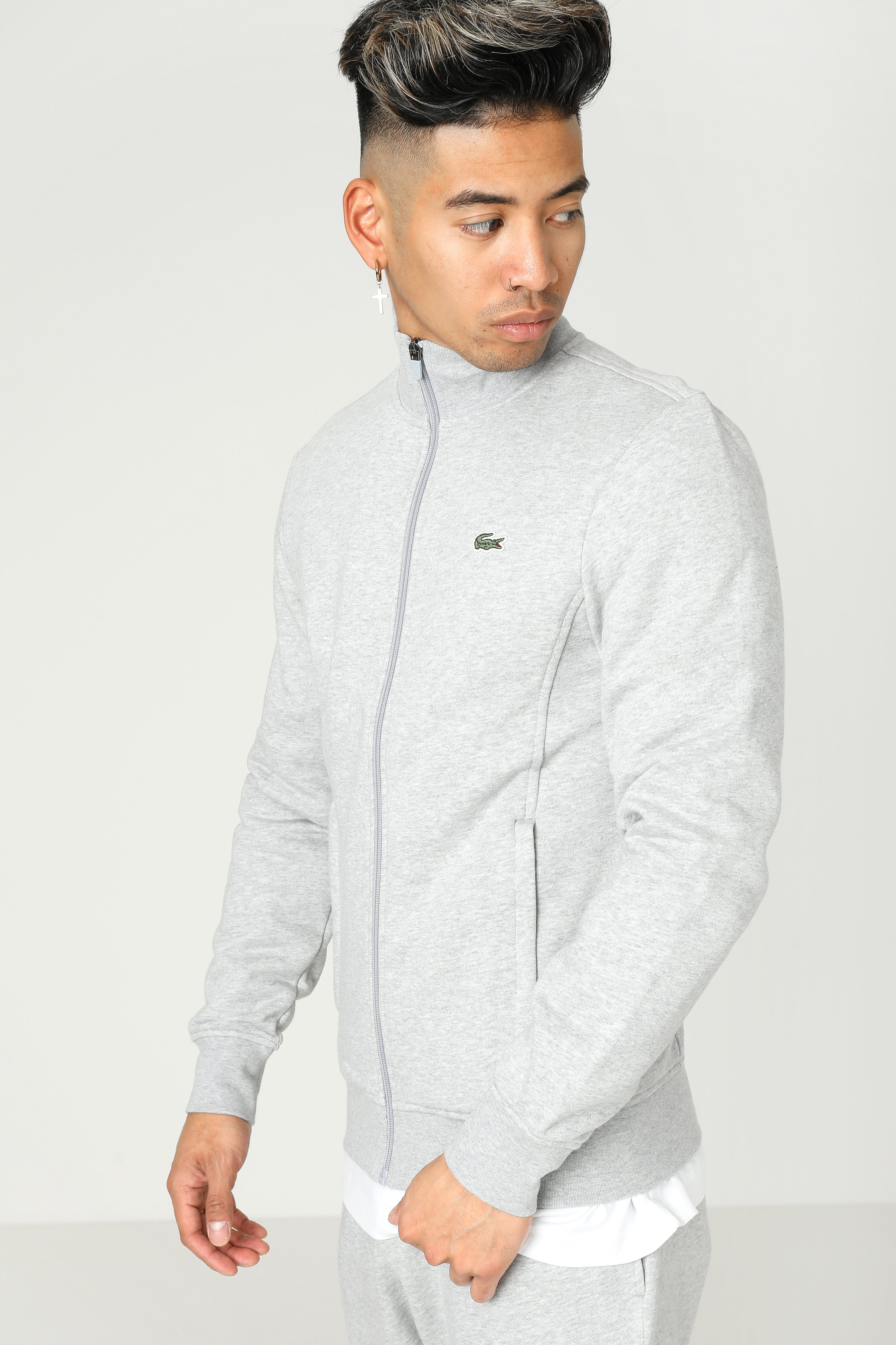 Veste de sweat - gris clair chiné