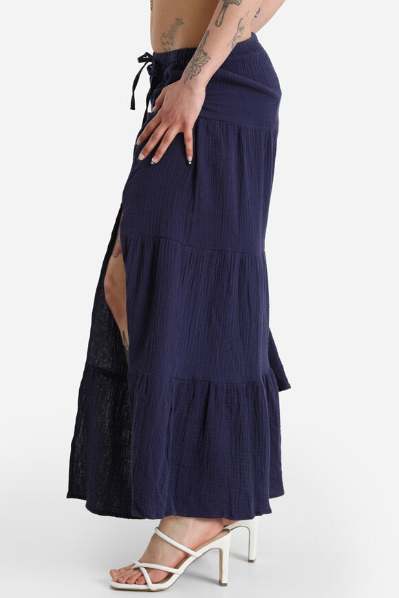 Maxi gonna in mussola - Blu navy