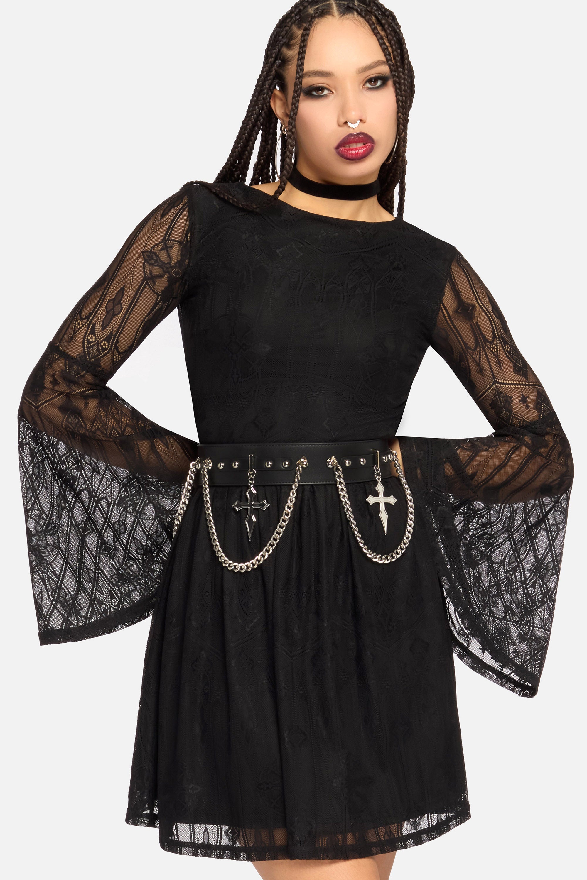 Obscura Sanctum Spitzen Minikleid - Black