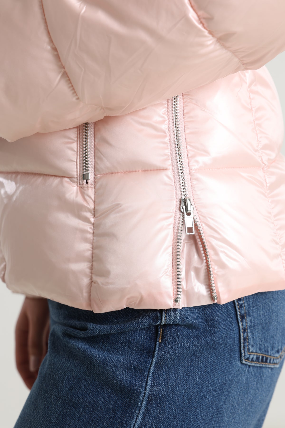 Veste matelassée effet brillant - Rose clair