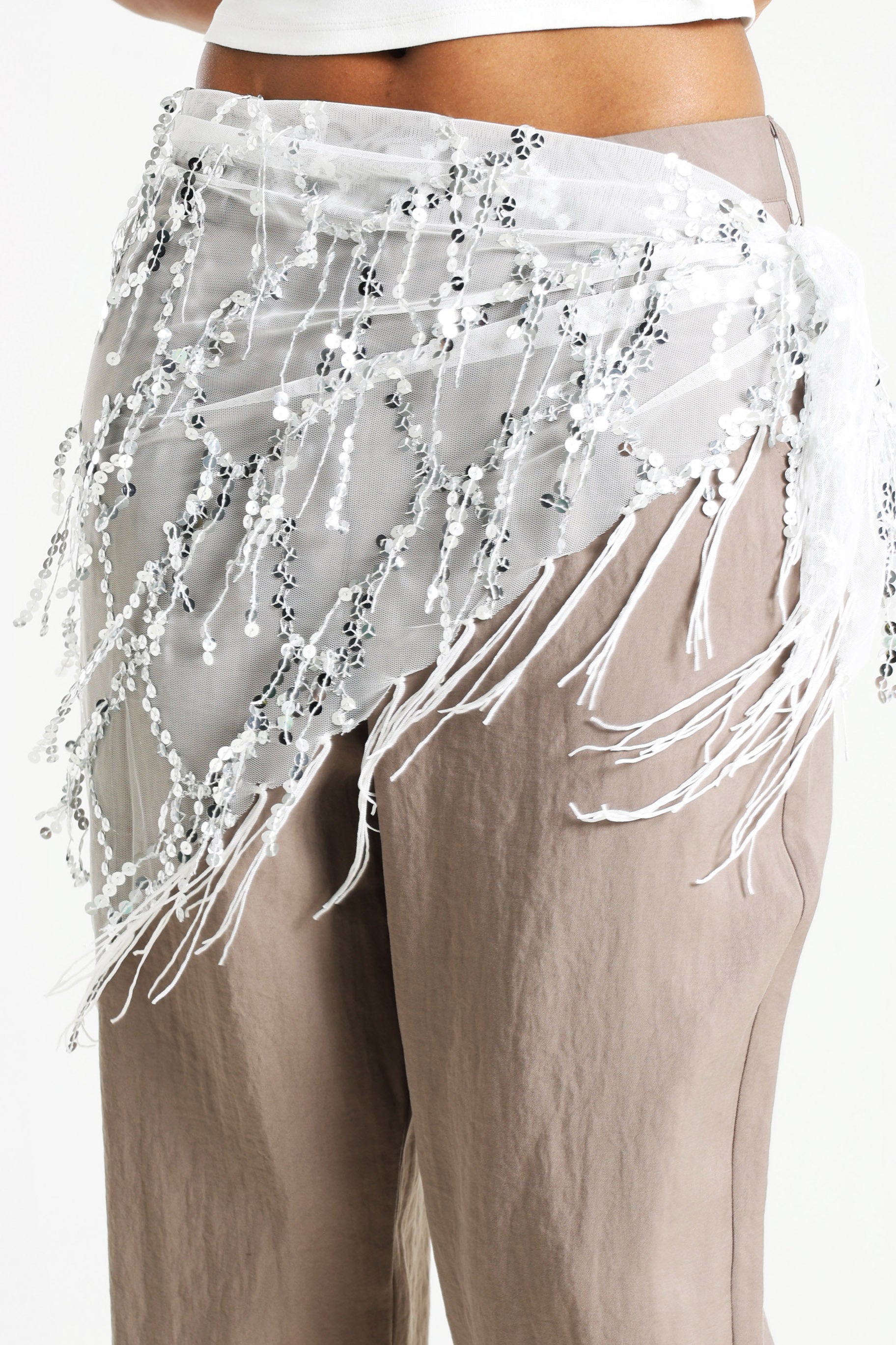 Pailletten-Tuch / Foulard - White + Silver