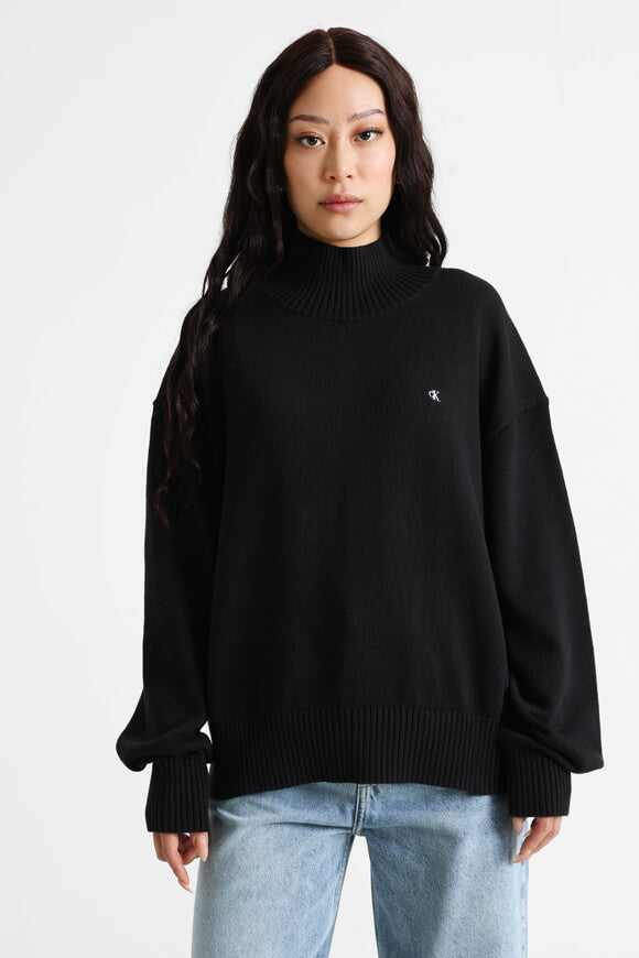 Logo Embro Oversize Strickpullover - Black