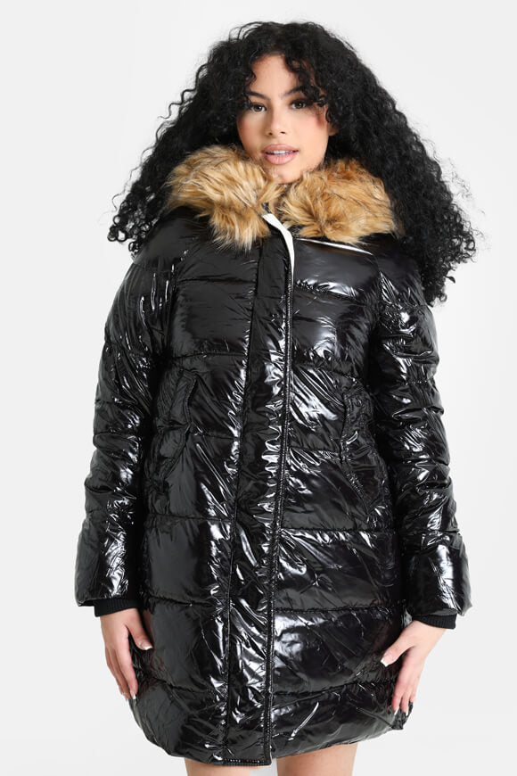 Cappotto in vinile puffer - nero