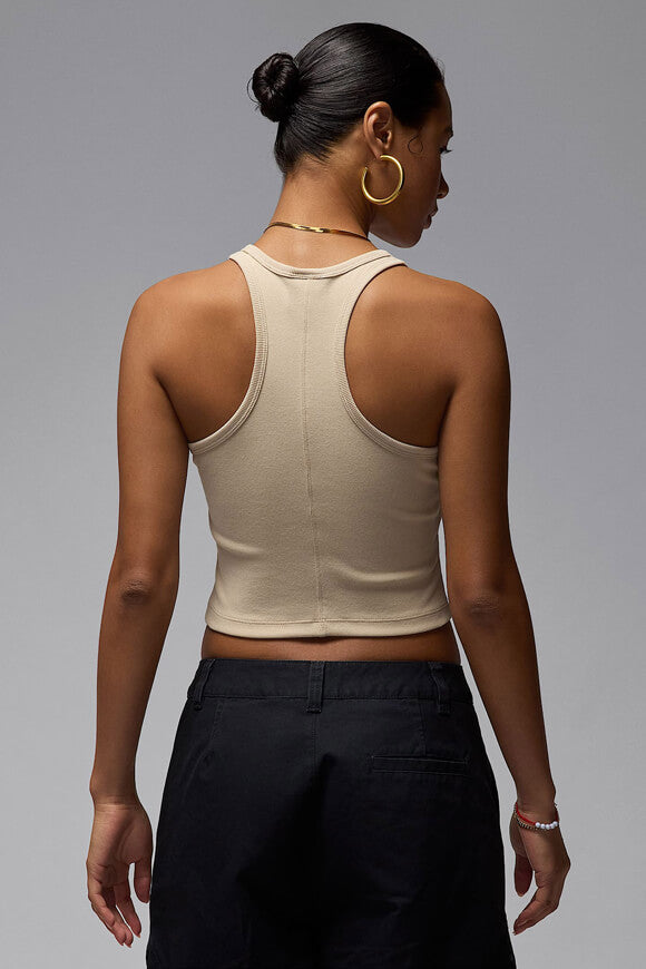 Ribbed crop tank top - Rattan