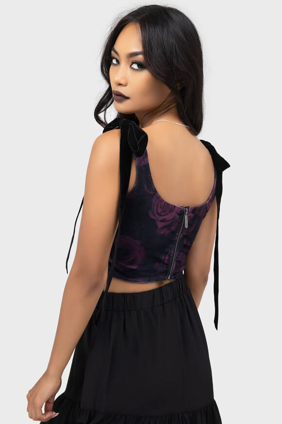 Samt Corsage-Top - Black + Purple