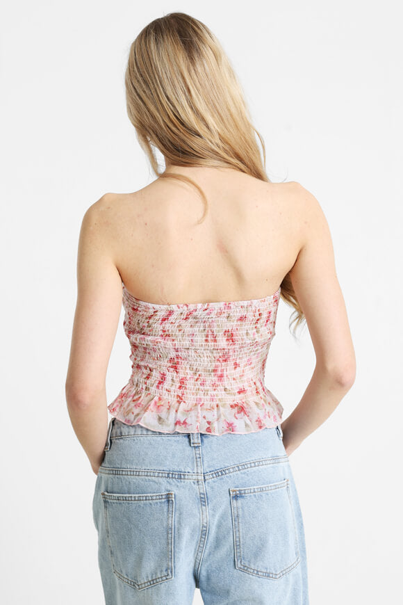 Crop top a fascia smocked - Rosa