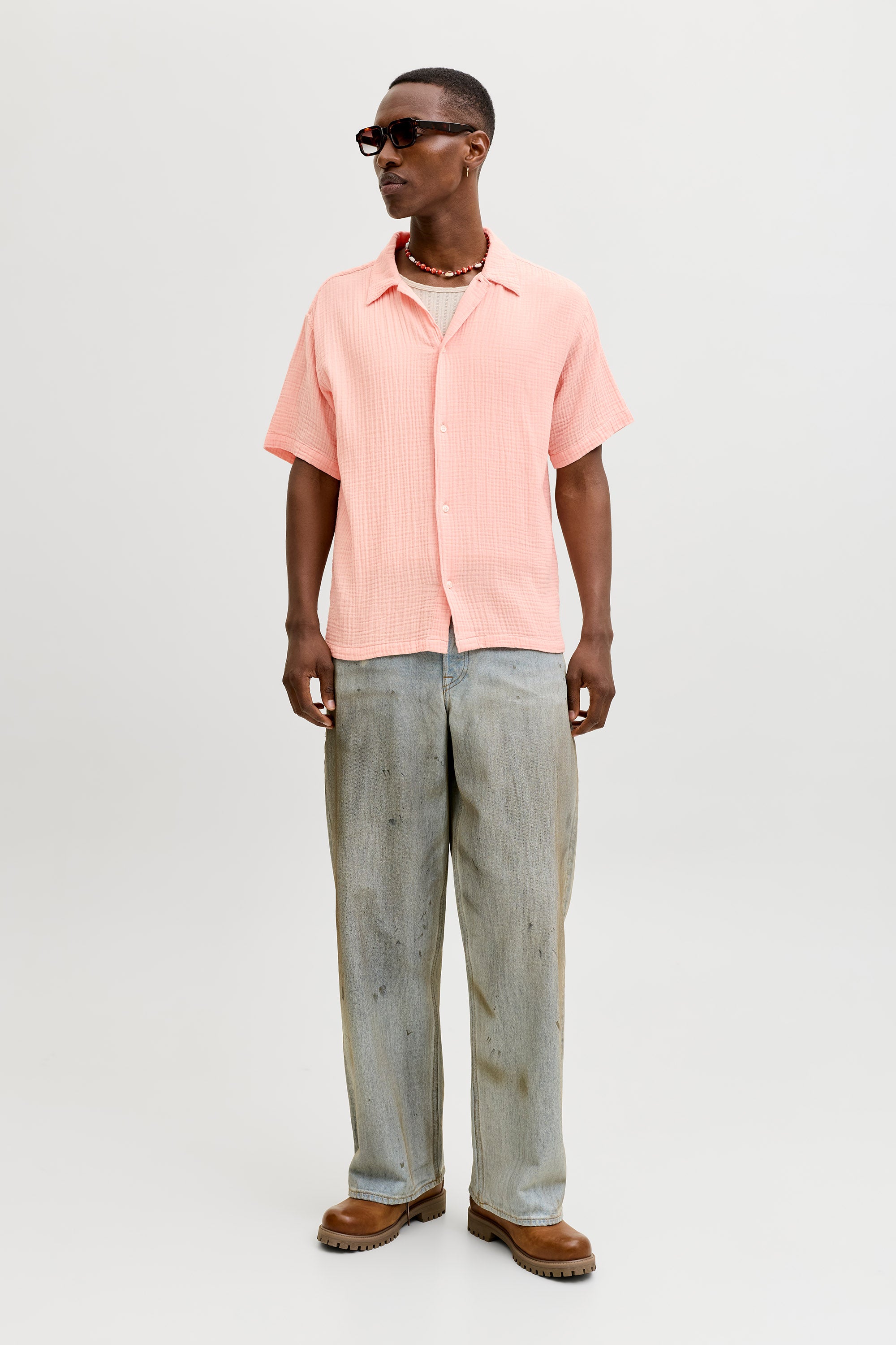 JORNANTUCKET Strukturiertes Hemd - Peach Melba