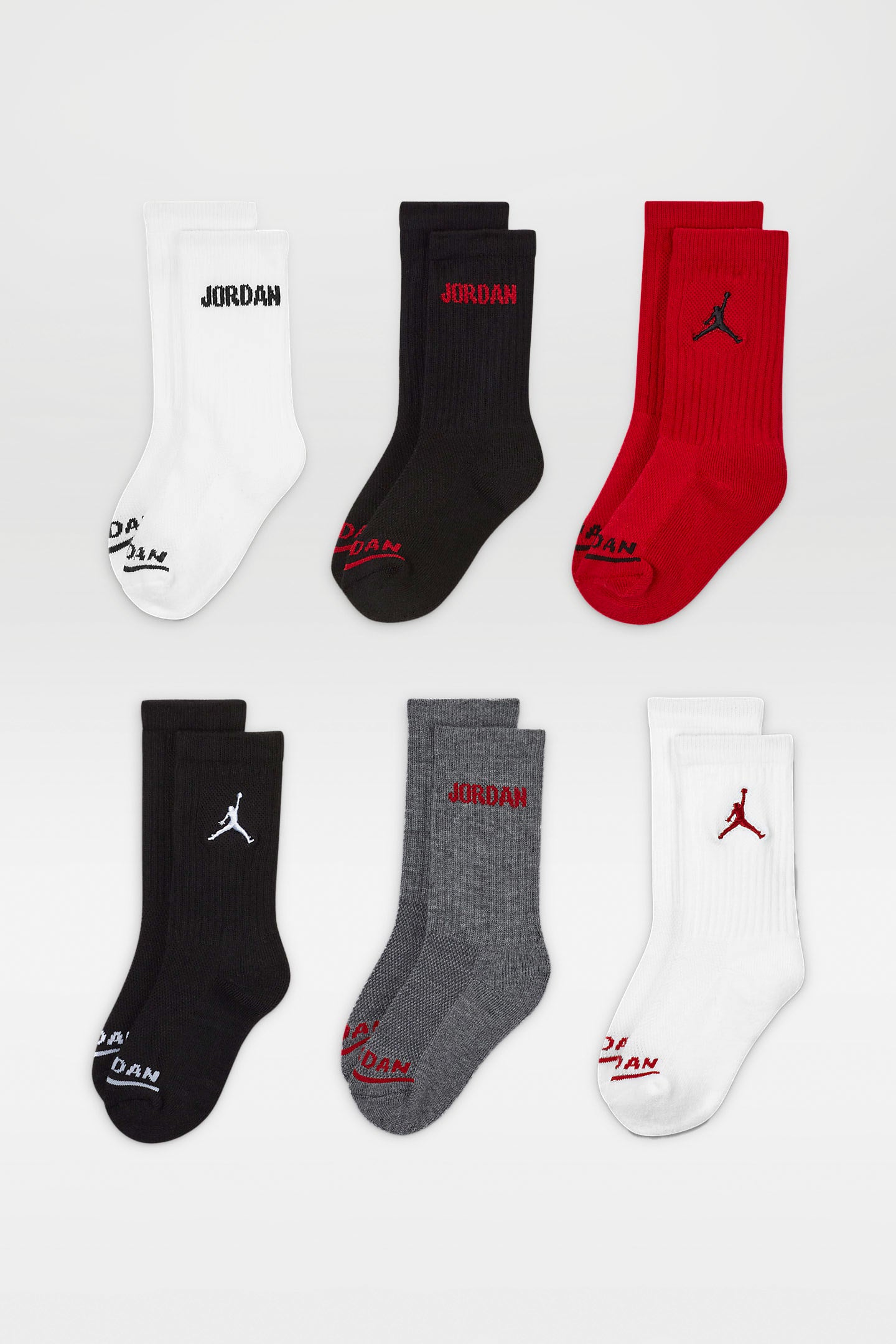 Set of 6 pairs of socks - Black + Red + White + Dark Grey