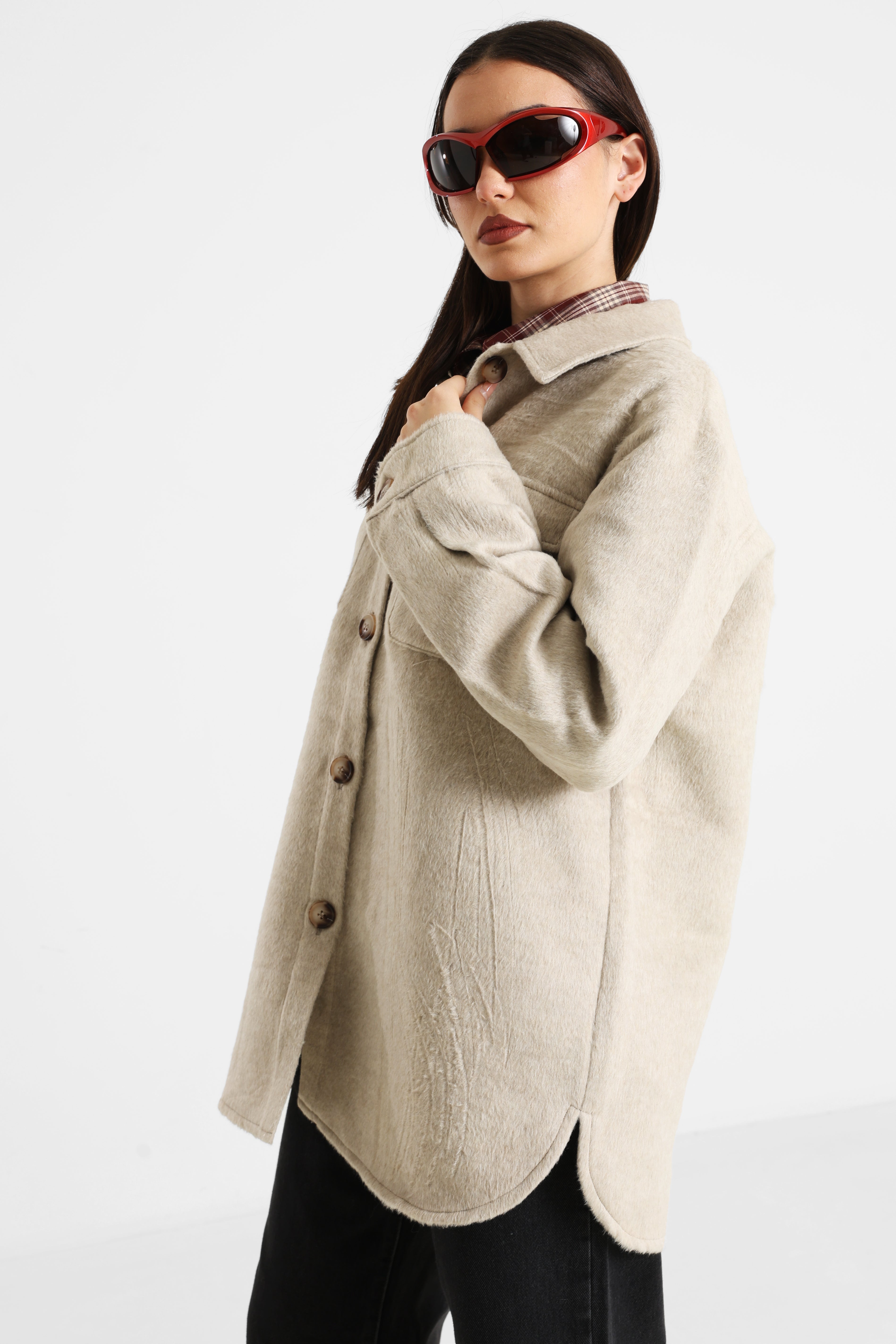 PCSAGA overshirt - Greige Melange