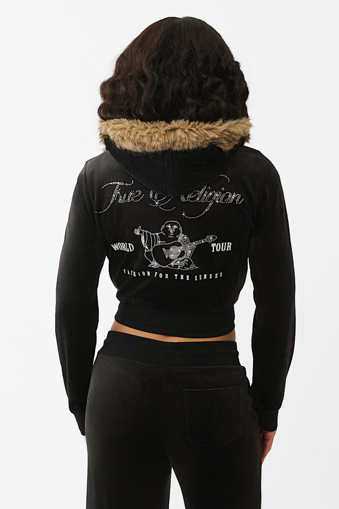 Samt Crop Jacke - Jet Black