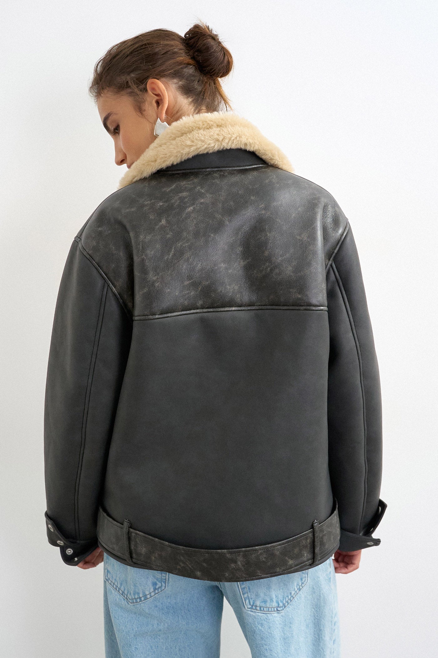 TSTALIA giacca in similpelle foderata - Black