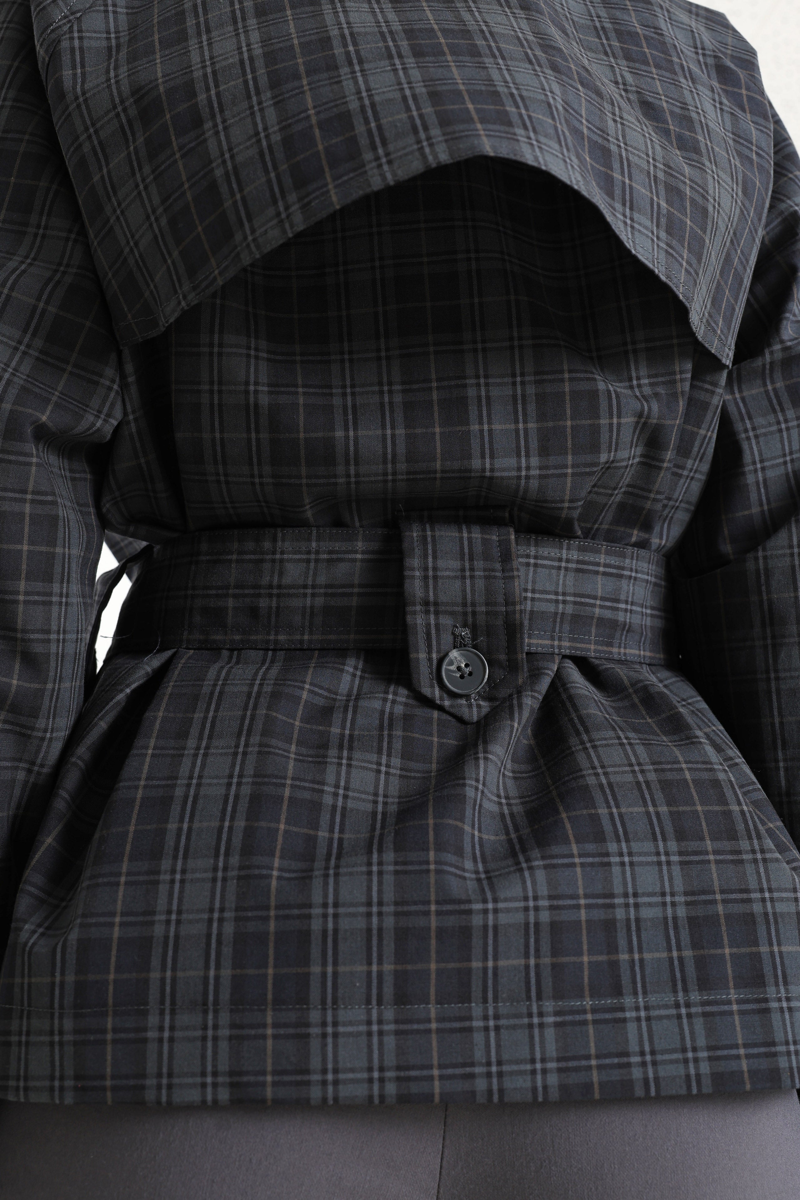 Trench a quadri - Grigio/Verde
