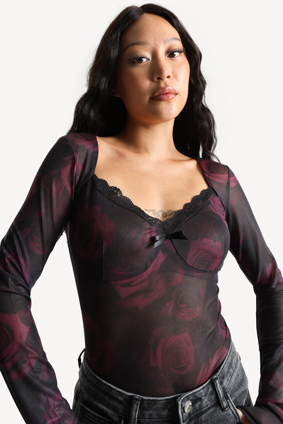 Corps en maille - noir + violet