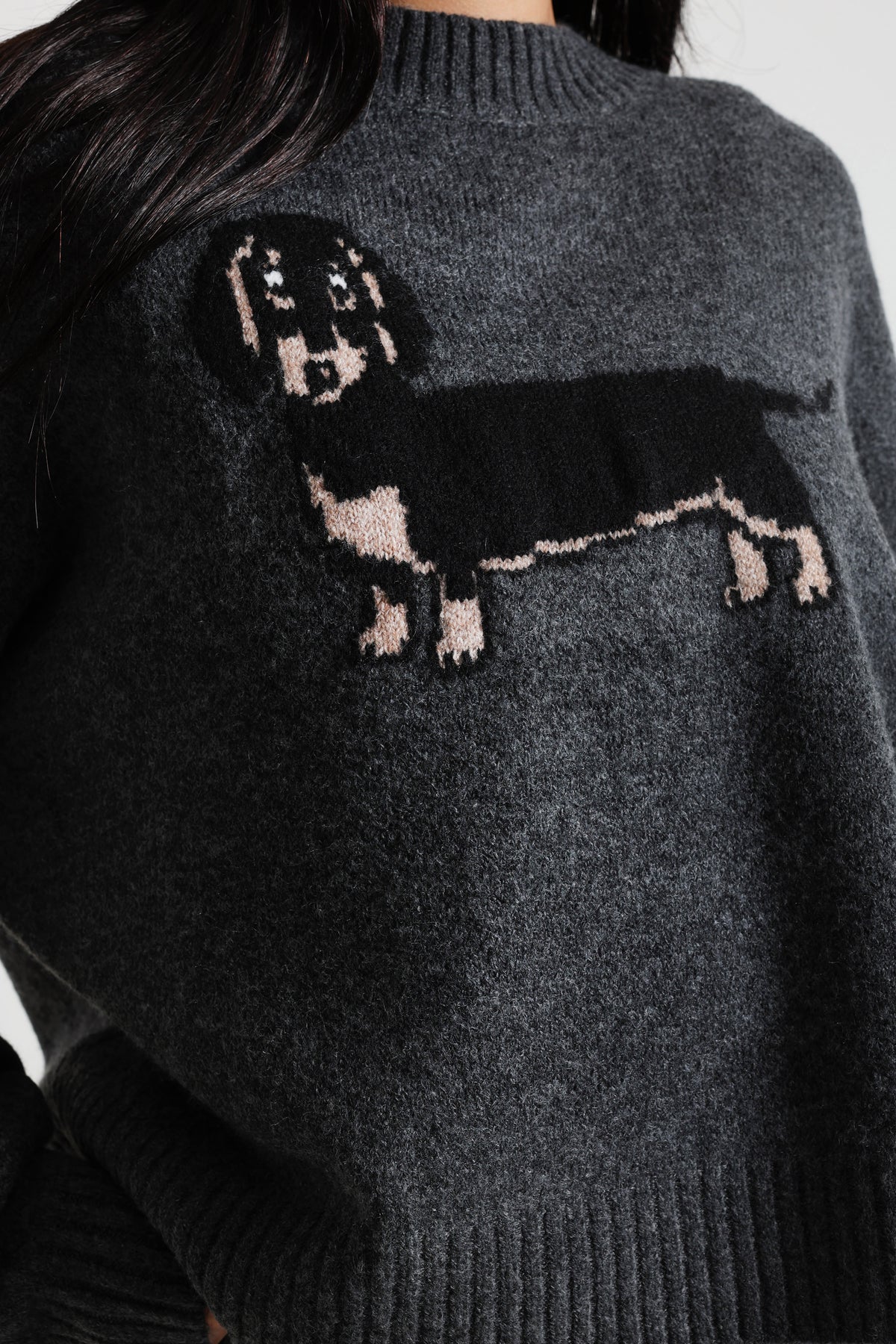 Loose knitted sweater - Anthracite chiné