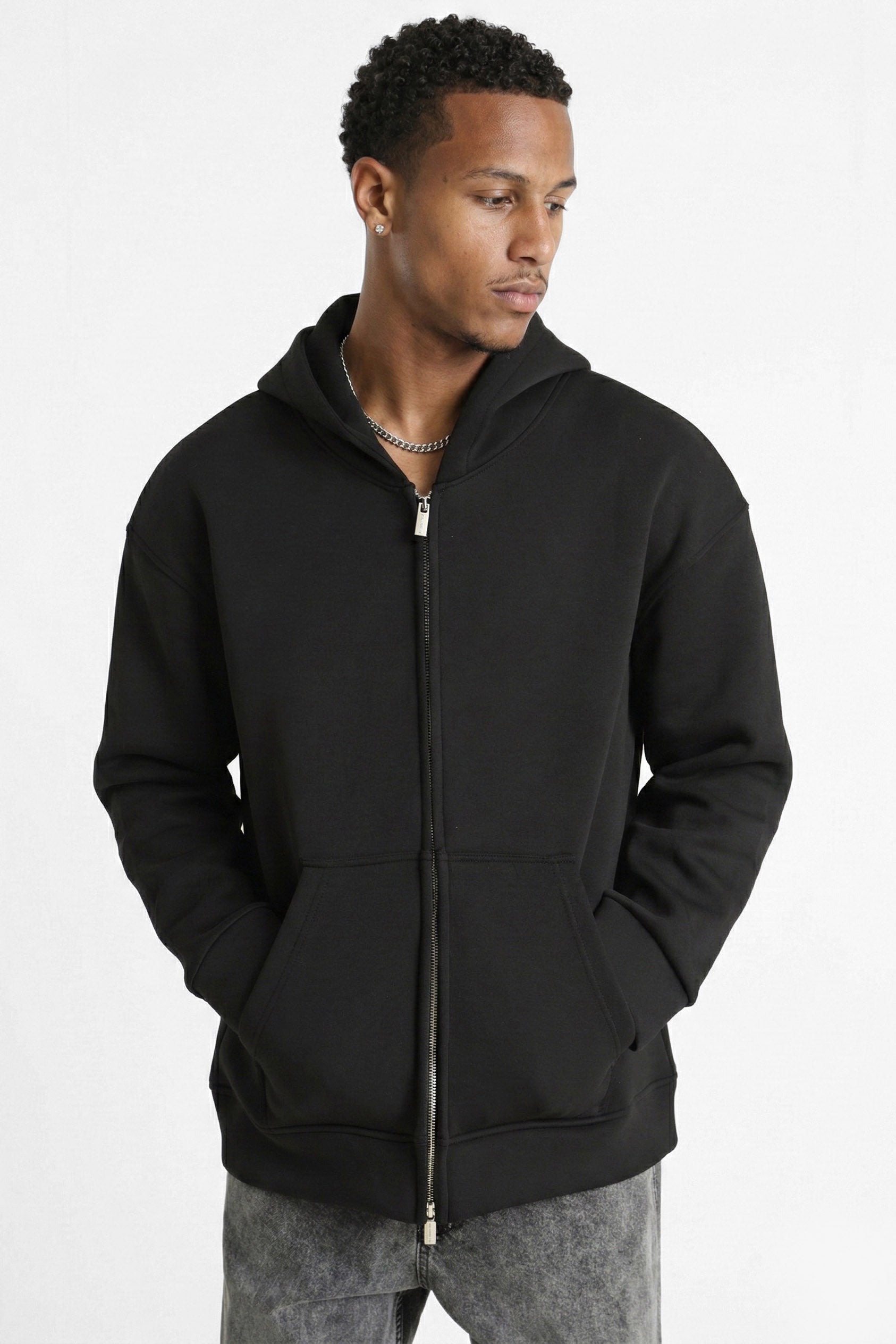 Kapuzensweatjacke - Black