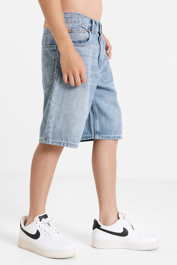 Loose fit short denim jeans - Light Blue Denim