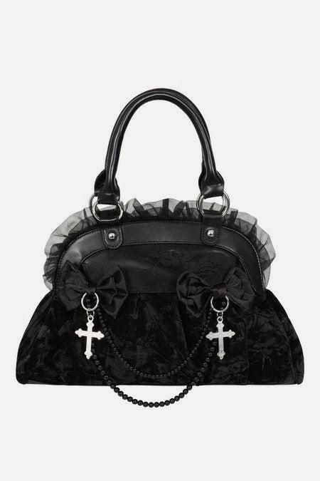 Sanctum Samt Handtasche - Black