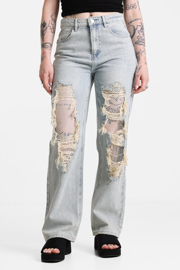 Straight Leg Jeans - Light Blue Denim