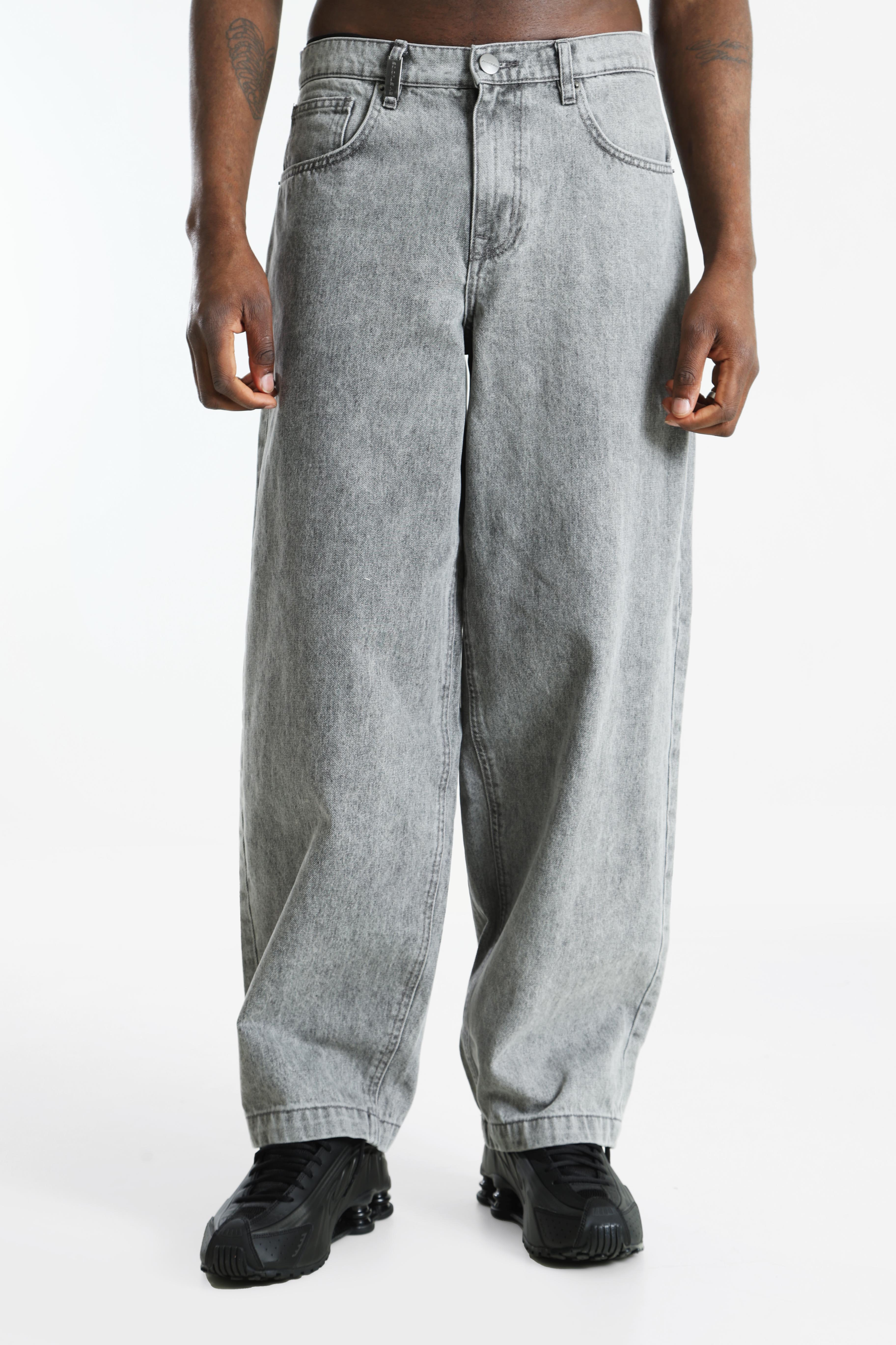 Eren Wide Baggy Jeans L32 - Grey Denim