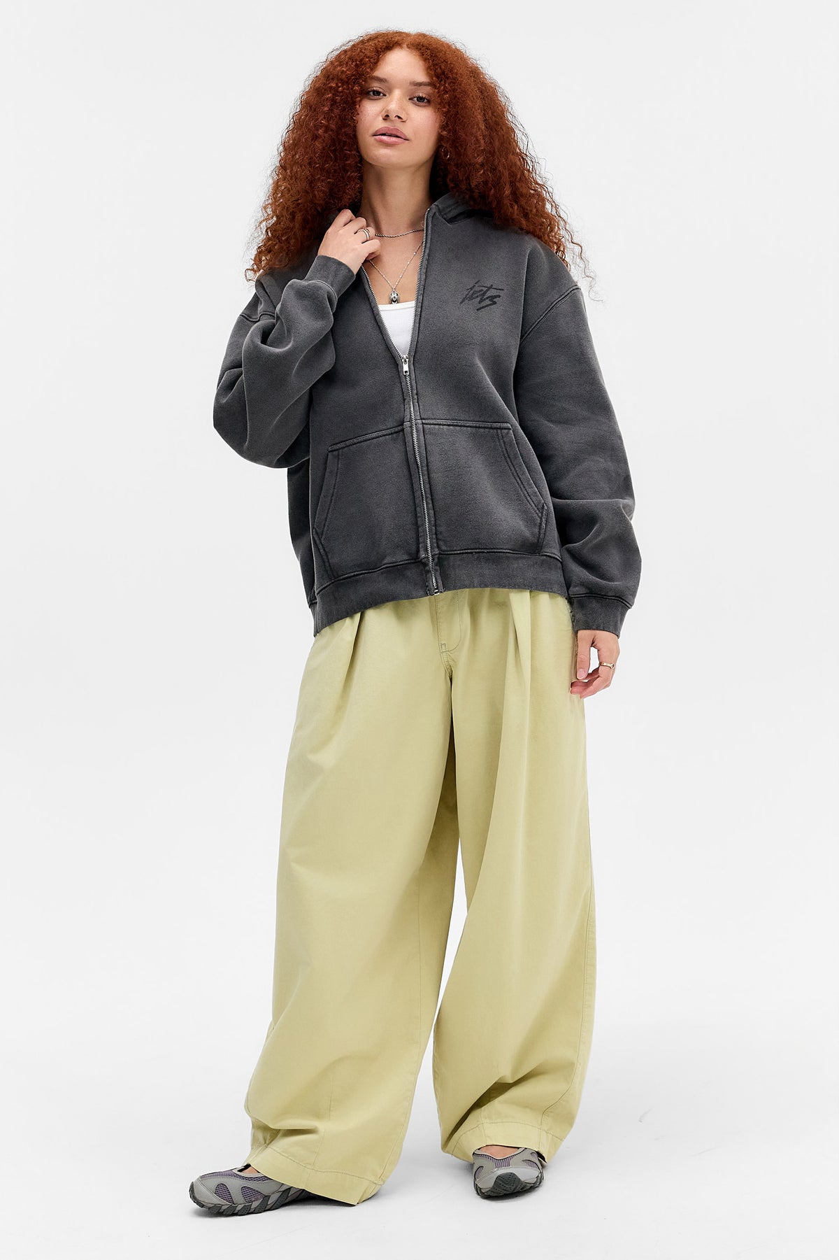 Oversize Kapuzensweatjacke - Dark Grey