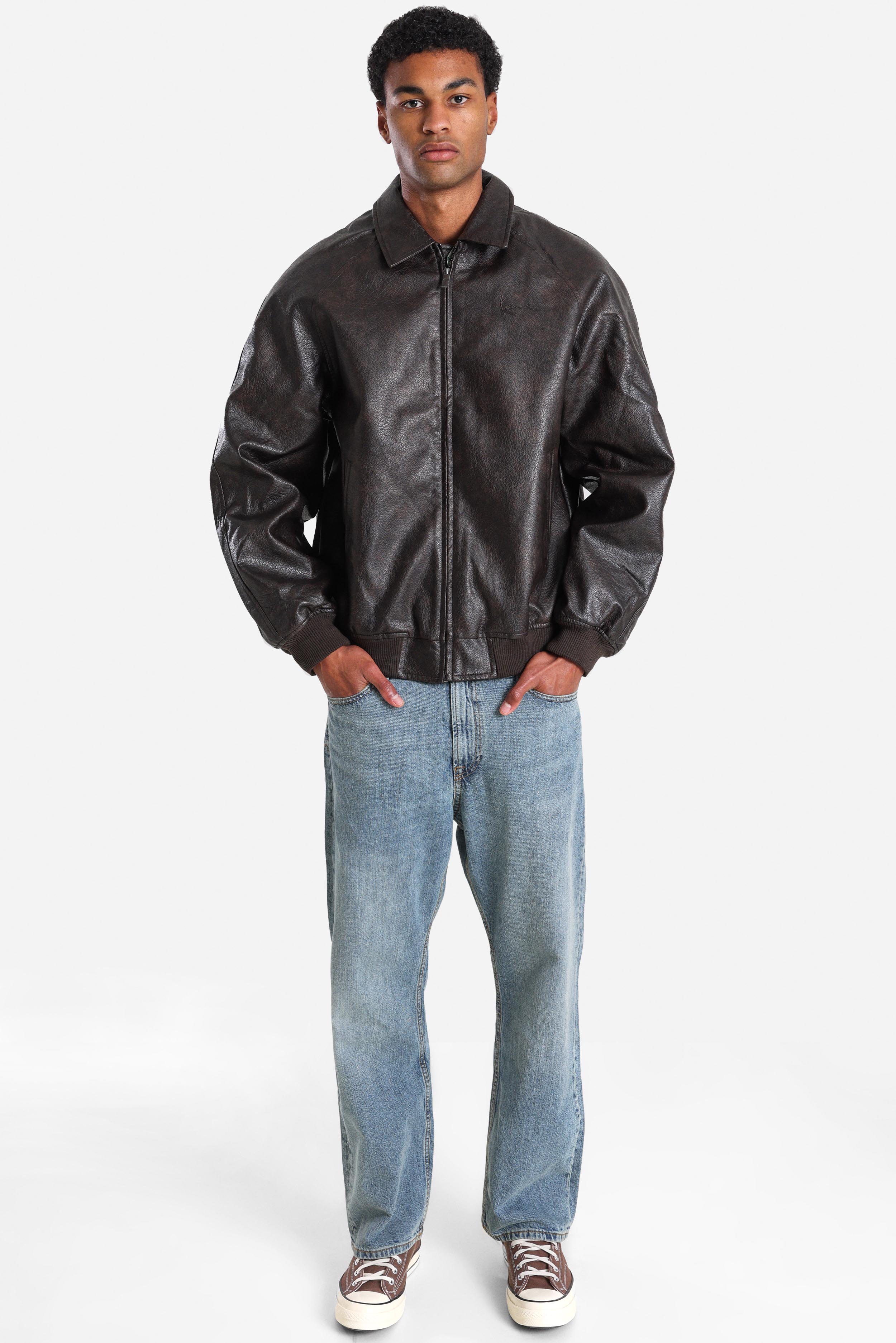 Bomber Kunstlederjacke - Dark Brown