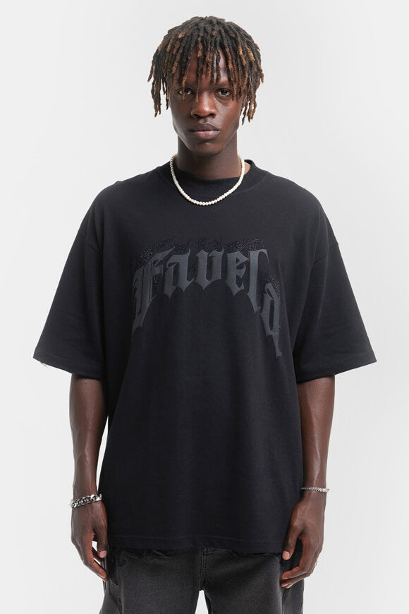 Aves Rhinestone Oversize T-Shirt - Black