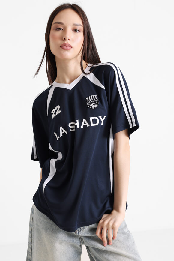 Mesh Oversize T-Shirt - Navy + White