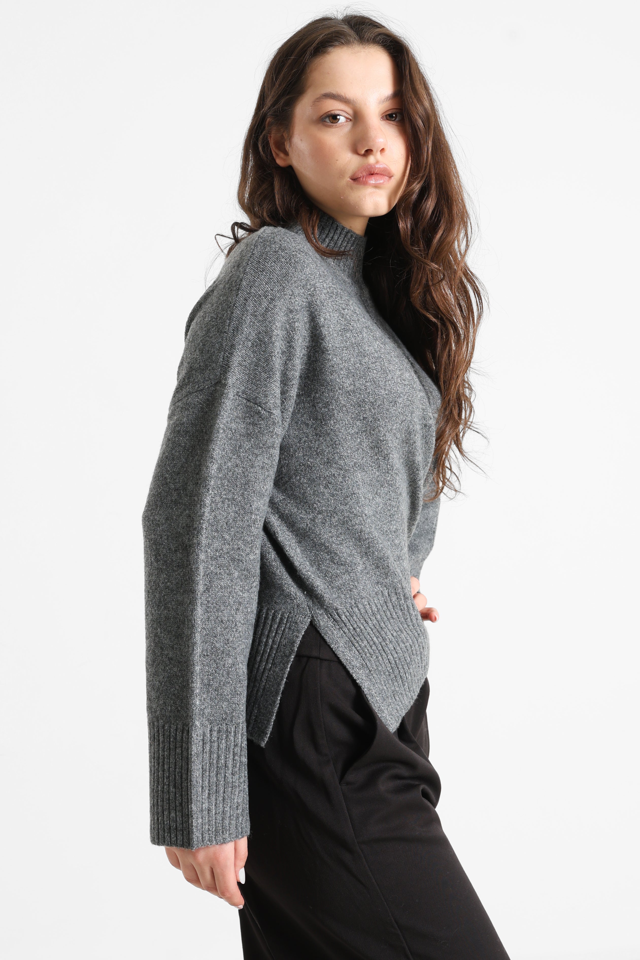 ONLWHITNEY - Maglione lavorato a maglia - Grigio medio melange