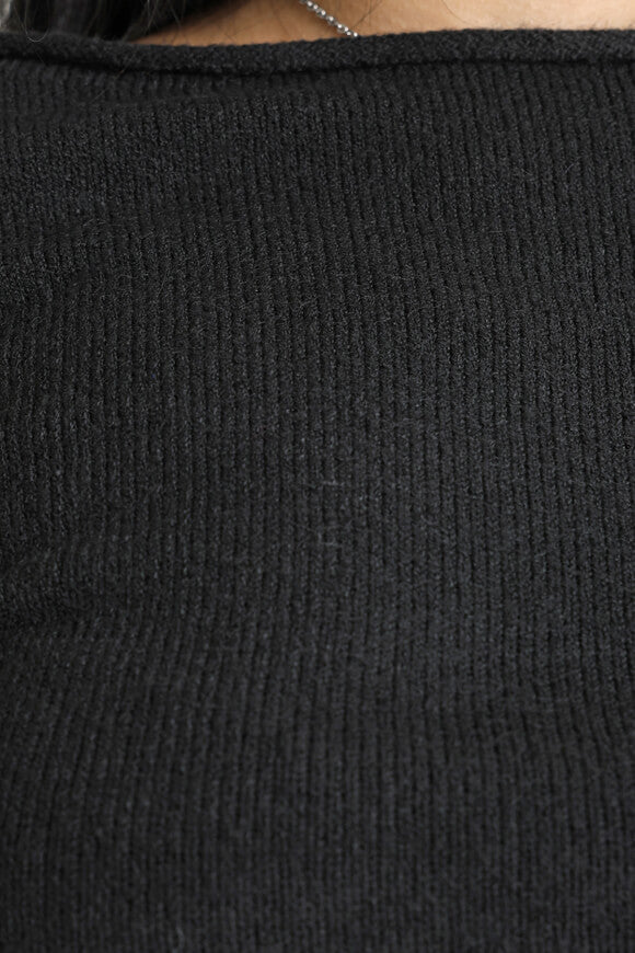 Crop Strickpullover - Schwarz