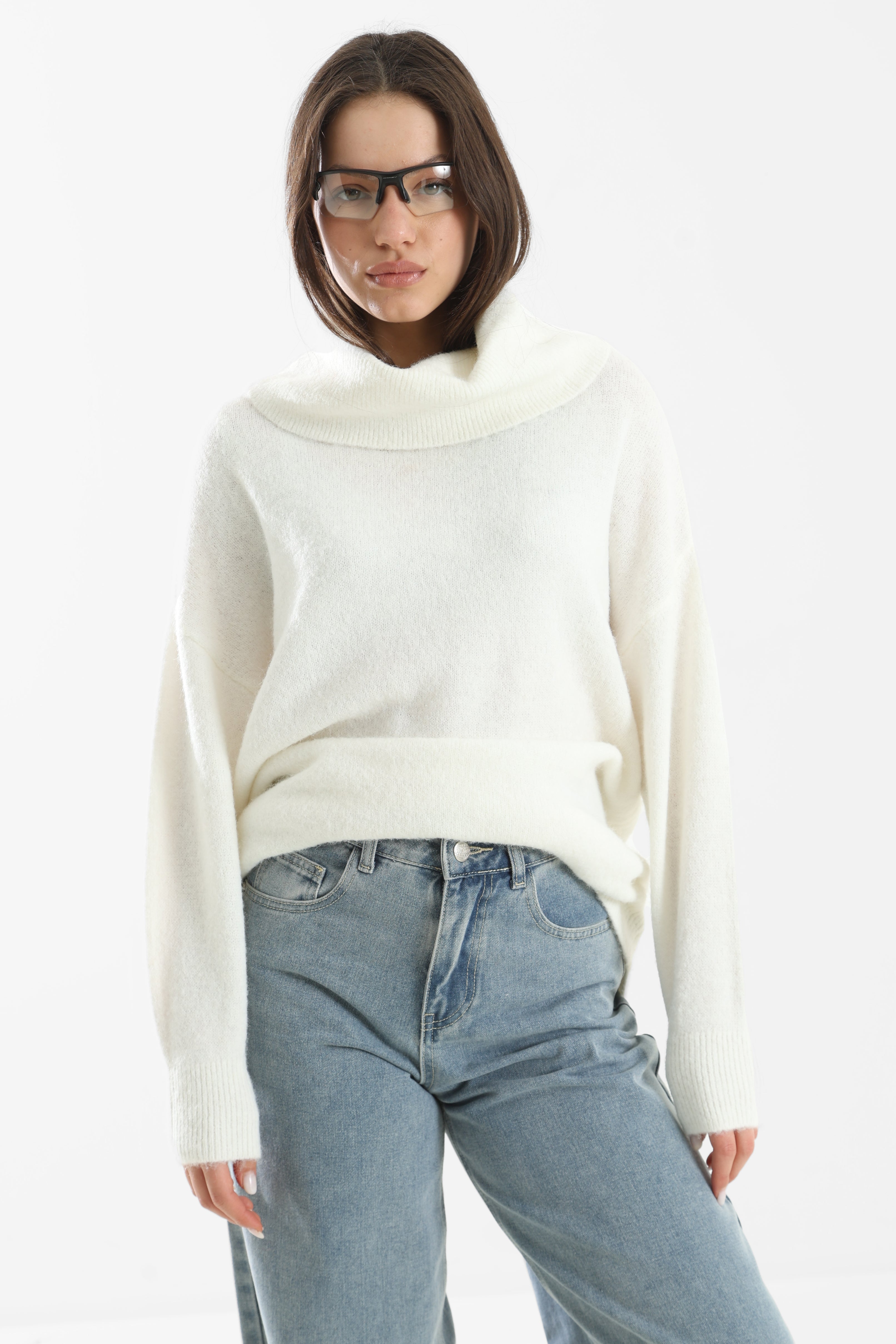 ONLAZU - Maglia a maglia - Cloud Dancer